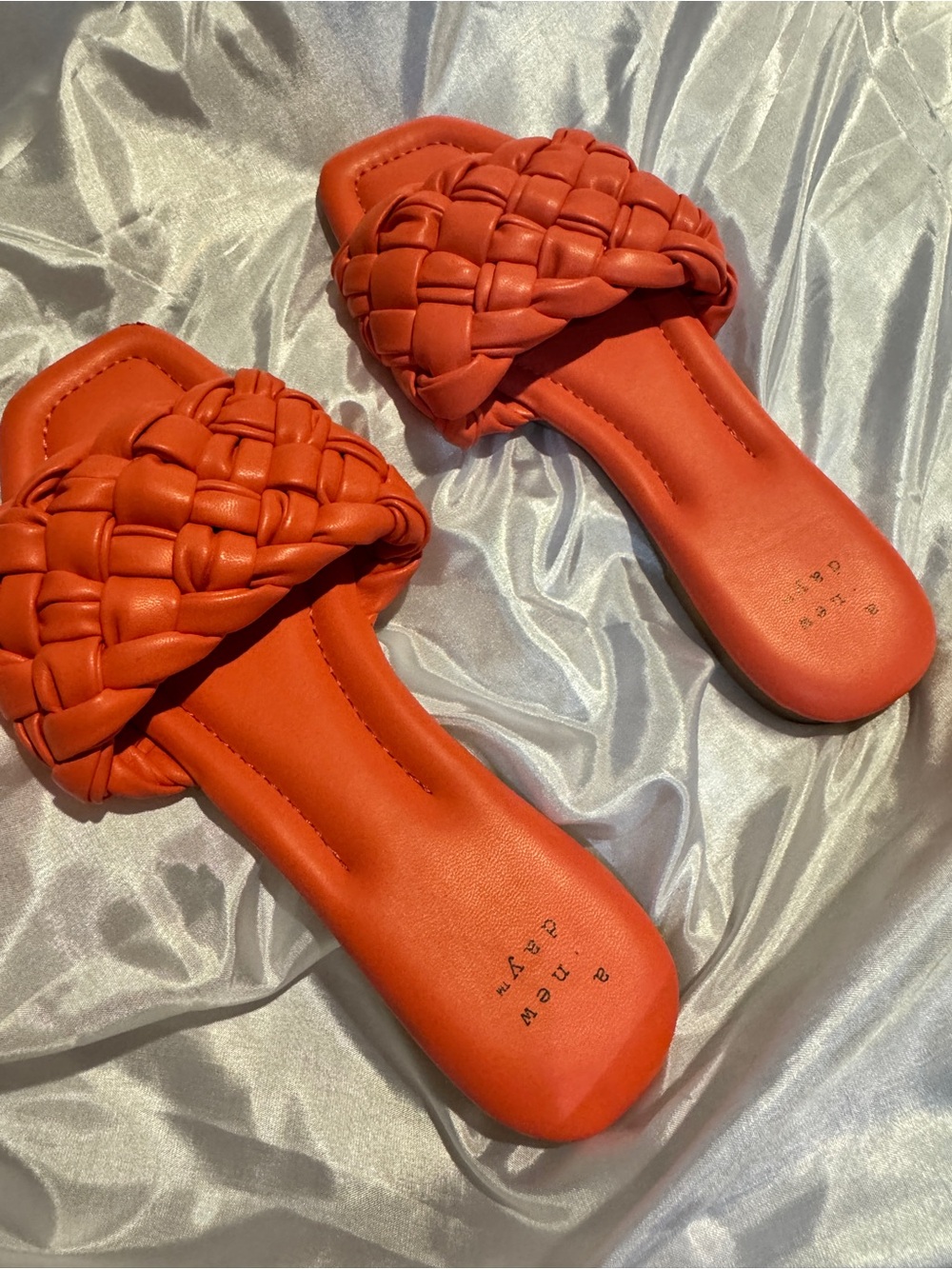 a new day Orange Braided Slide Sandals